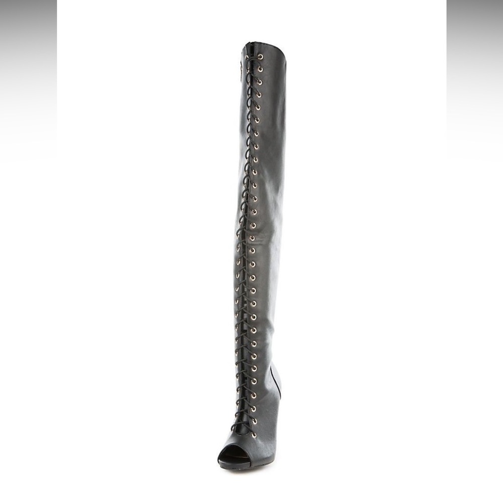 NWT Dollhouse Thigh-High Open-Toed Boots - Picture 3 of 3